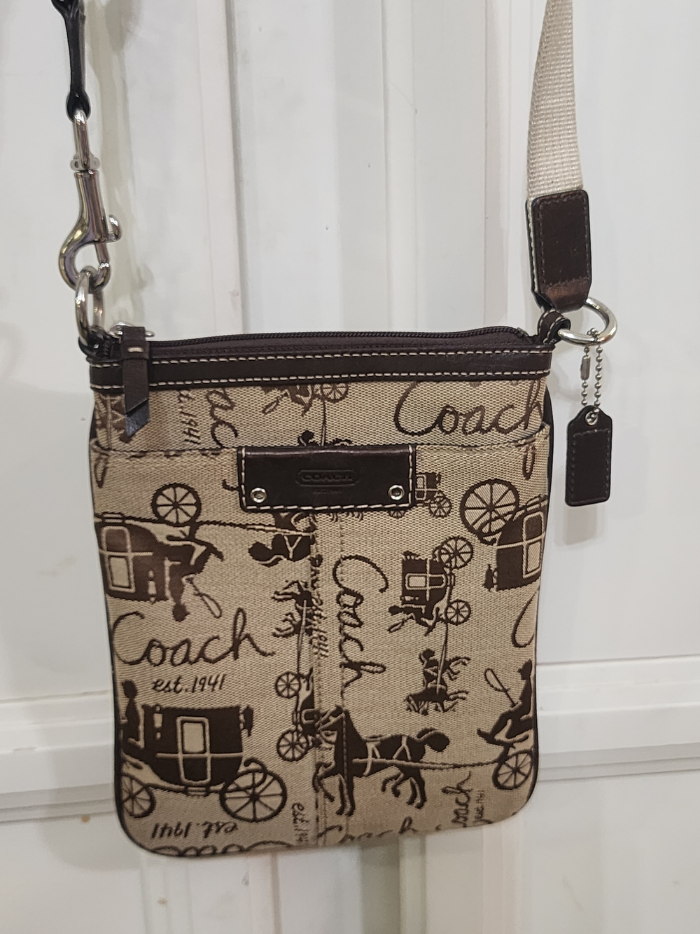 Coach Beige Signature Canvas Crossbody Bag-9×6.5 - Picture 6 of 7